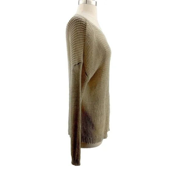 Eileen Fisher Natural Beige Crochet Crew Neck Linen-Wool Sweater Size Medium EUC - Picture 4 of 8